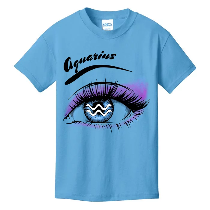 Aquarius Eyelashes Zodiac Sign Horoscope Lashes Artist Gift Kids T-Shirt