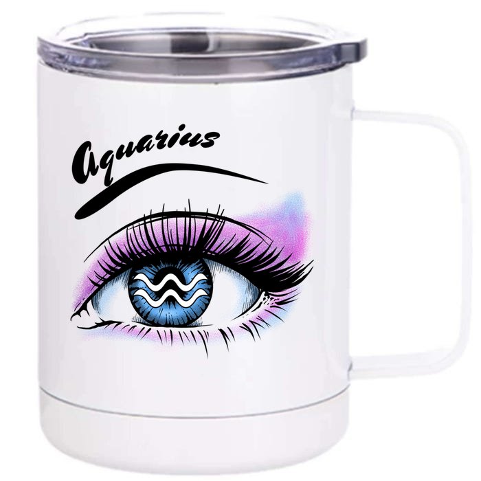 Aquarius Eyelashes Zodiac Sign Horoscope Lashes Artist Gift Front & Back 12oz Stainless Steel Tumbler Cup