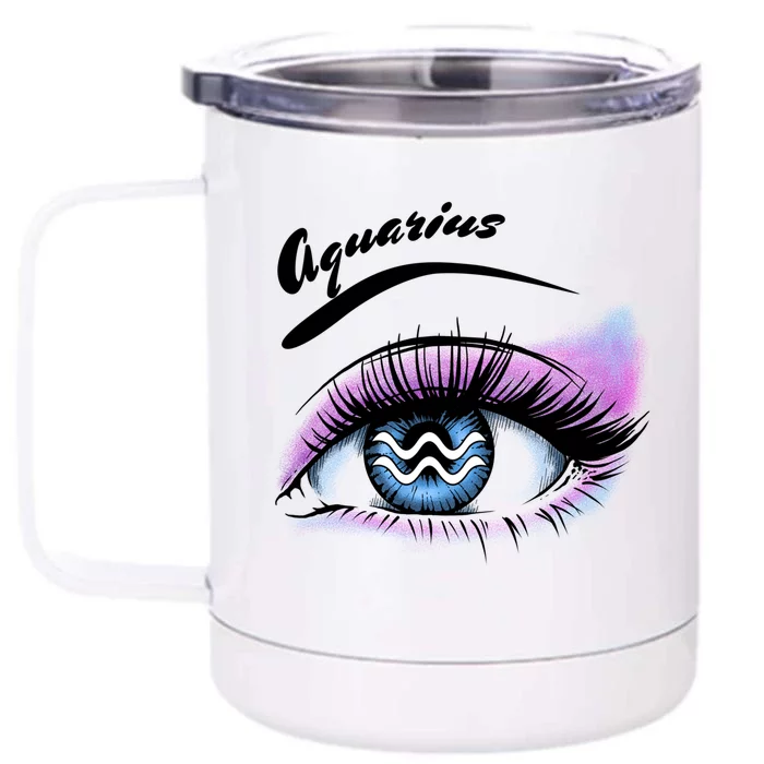 Aquarius Eyelashes Zodiac Sign Horoscope Lashes Artist Gift Front & Back 12oz Stainless Steel Tumbler Cup