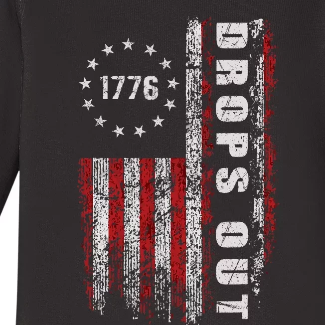 American Flag 1776 Joe Biden Drops Out 2024 Baby Long Sleeve Bodysuit