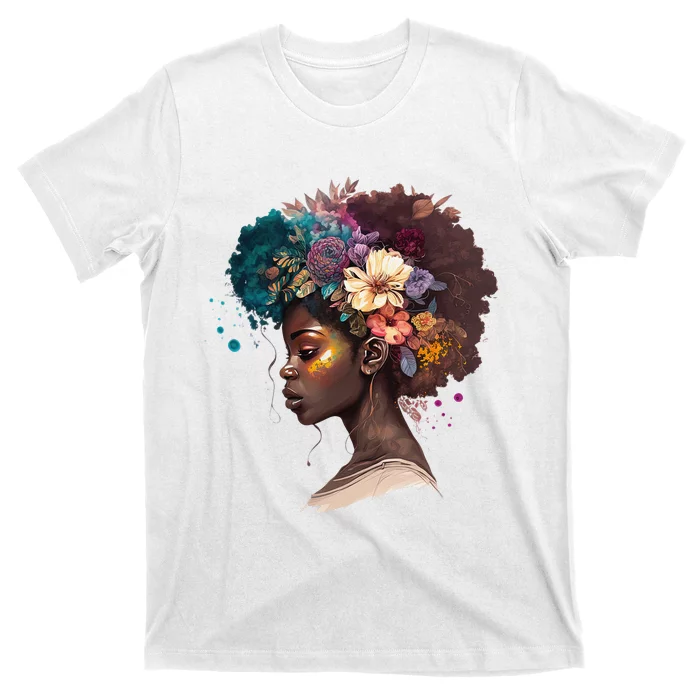 Afropunk Flowers 1619 Juneteenth African Afro Hair Melanin T-Shirt