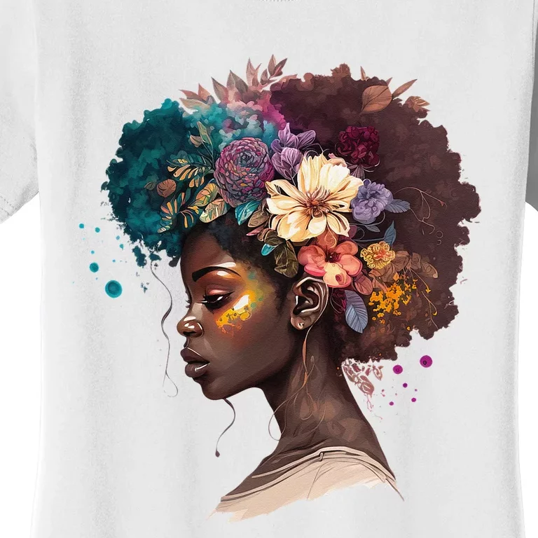 Afropunk Flowers 1619 Juneteenth African Afro Hair Melanin Women's T-Shirt