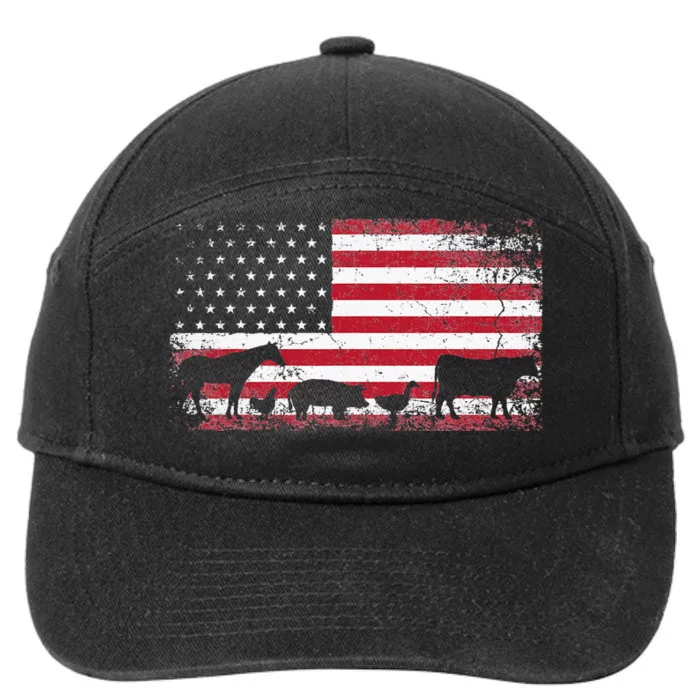 American Flag 4th of July Chicken Horse Cow Pig Farm Gift 7-Panel Snapback Hat