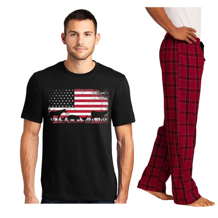 American Flag 4th of July Chicken Horse Cow Pig Farm Gift Pajama Set