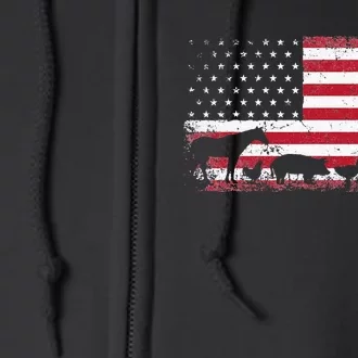 American Flag 4th of July Chicken Horse Cow Pig Farm Gift Full Zip Hoodie