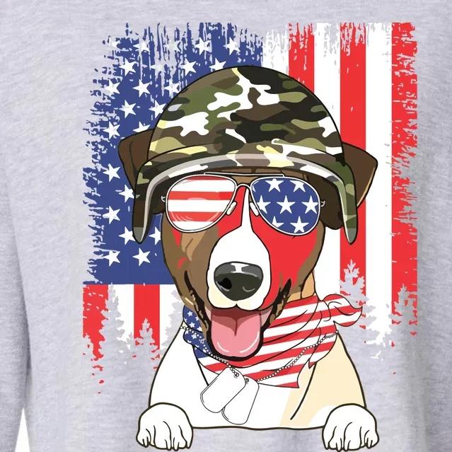 American Flag 4th Of July Jack Russell Terrier Veteran Dog Cropped Pullover Crew