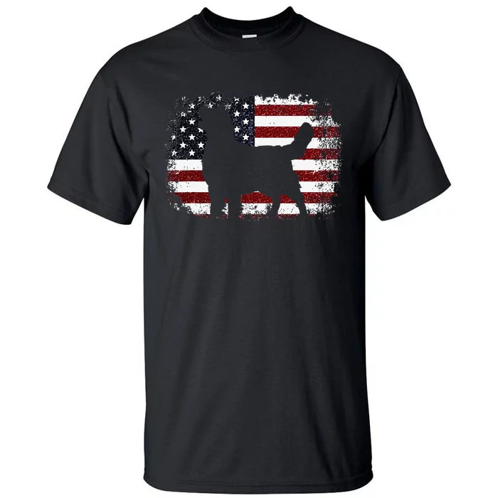 American Flag 4th of July Golden Retriever Dad Mom Dog Lover Tall T-Shirt