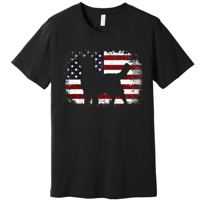 American Flag 4th of July Golden Retriever Dad Mom Dog Lover Premium T-Shirt