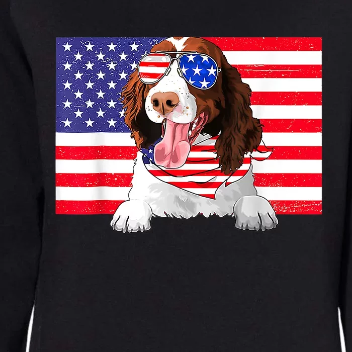 American Flag 4th Of July English Springer Spaniel Dog Lover Womens California Wash Sweatshirt