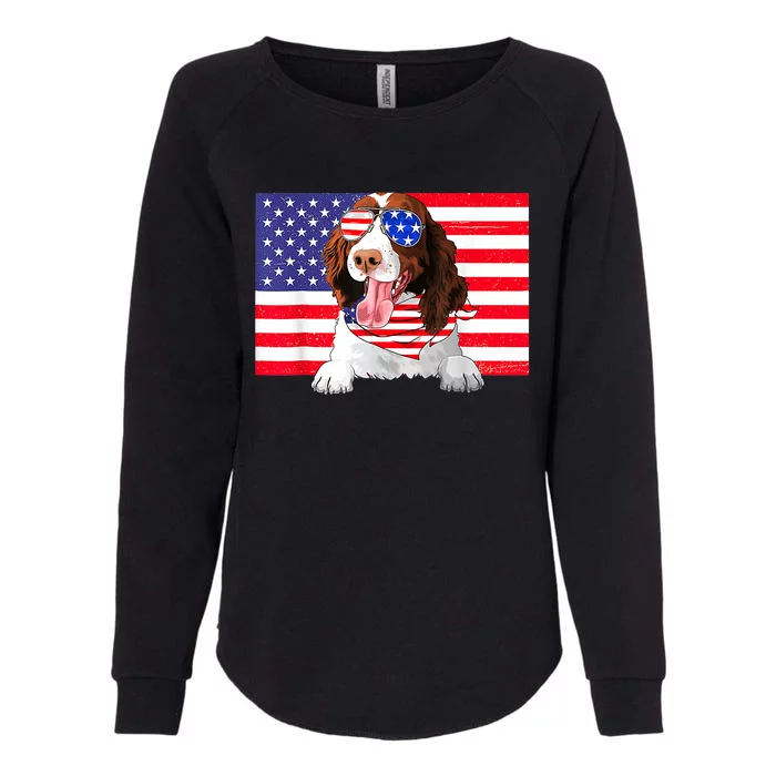 American Flag 4th Of July English Springer Spaniel Dog Lover Womens California Wash Sweatshirt