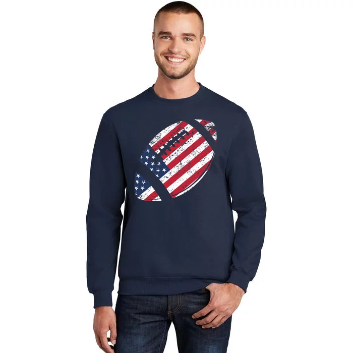 American Football 4th July American Flag Patriotic Gift Tall Sweatshirt