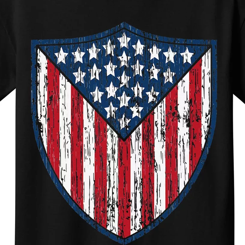 American Flag 4th Of July USA Veteran Military Army Soldier Kids T-Shirt