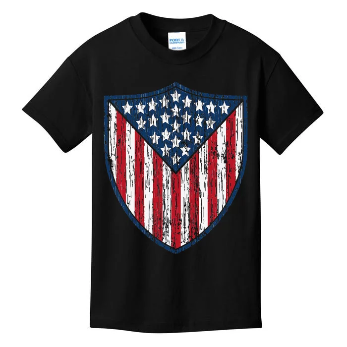 American Flag 4th Of July USA Veteran Military Army Soldier Kids T-Shirt