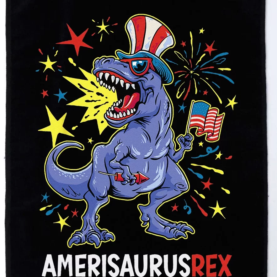 American Flag 4th of July T Rex Dinosaur Amerisaurus Rex Platinum Collection Golf Towel