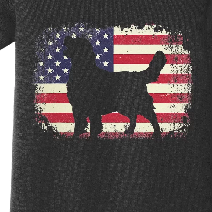 American Flag 4th of July Golden Retriever Dad Mom Dog Lover Baby Bodysuit