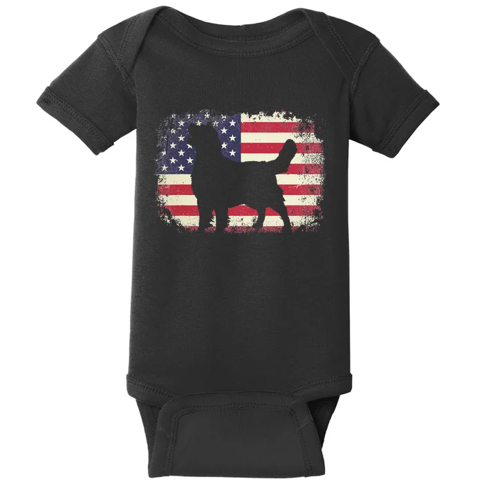 American Flag 4th of July Golden Retriever Dad Mom Dog Lover Baby Bodysuit