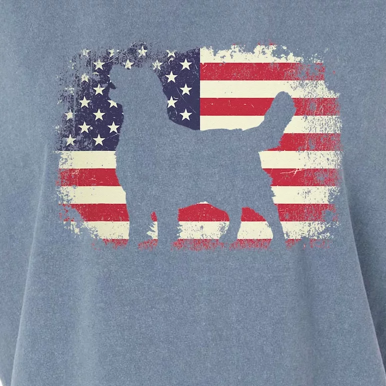 American Flag 4th of July Golden Retriever Dad Mom Dog Lover Garment-Dyed Women's Muscle Tee