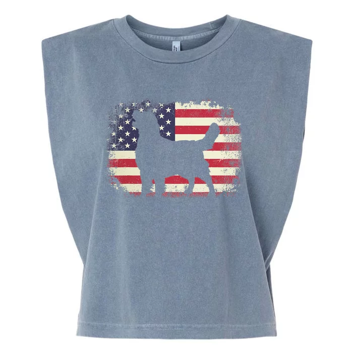 American Flag 4th of July Golden Retriever Dad Mom Dog Lover Garment-Dyed Women's Muscle Tee