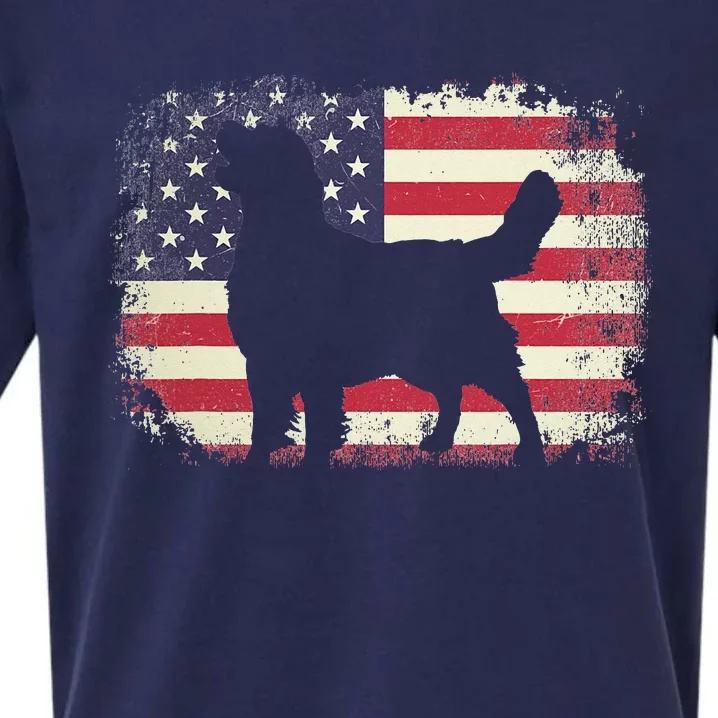 American Flag 4th of July Golden Retriever Dad Mom Dog Lover Sueded Cloud Jersey T-Shirt