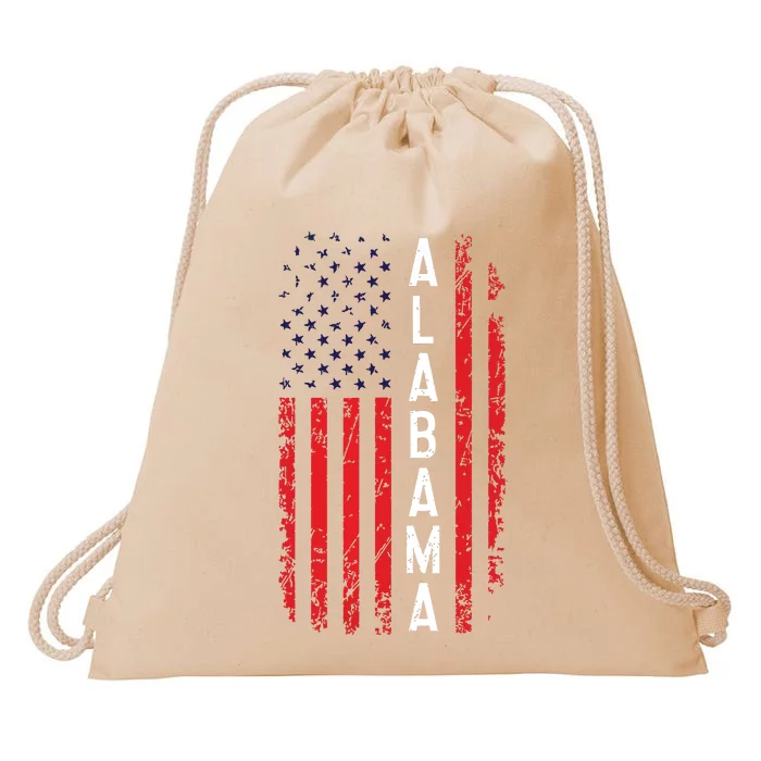 Alabama Flag 4th Of July American Alabaman Patriotic Drawstring Bag