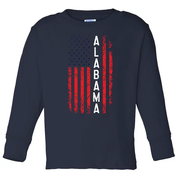 Alabama Flag 4th Of July American Alabaman Patriotic Toddler Long Sleeve Shirt