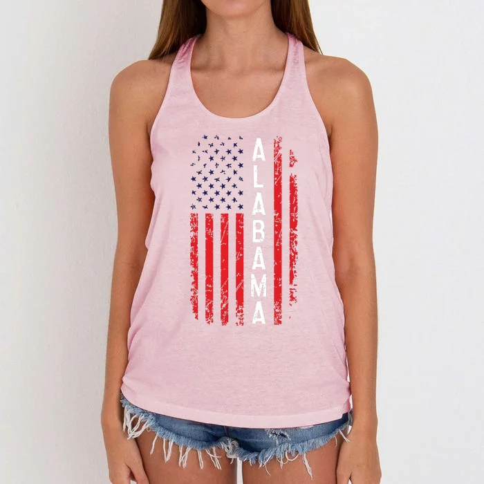 Alabama Flag 4th Of July American Alabaman Patriotic Women's Knotted Racerback Tank