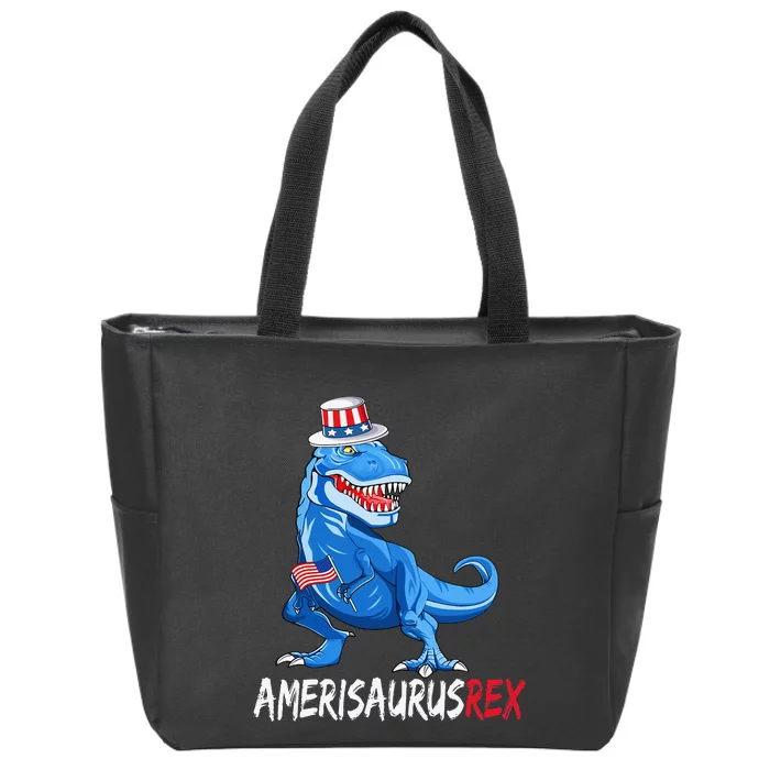 American Flag 4th of July T Rex Dinosaur Amerisaurus Rex Zip Tote Bag