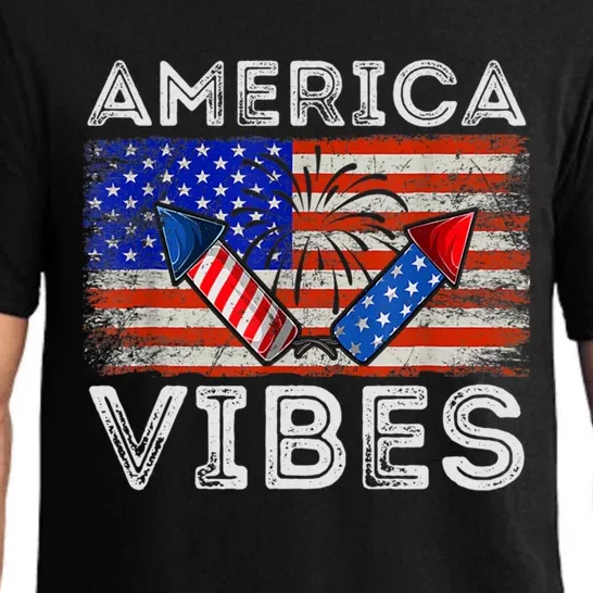 American Flag 4th Of July America Vibes Funny Gift Pajama Set