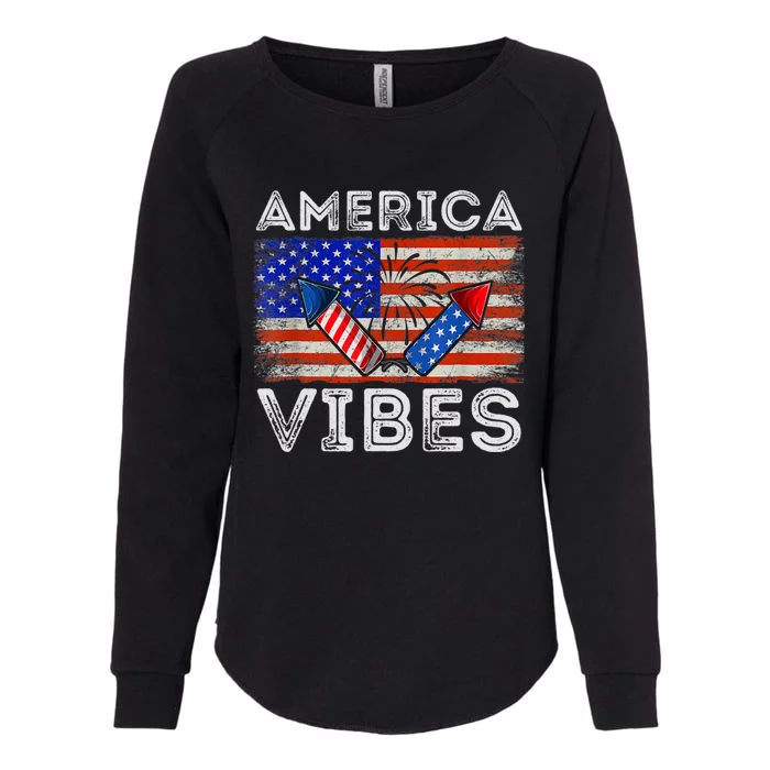 American Flag 4th Of July America Vibes Funny Gift Womens California Wash Sweatshirt