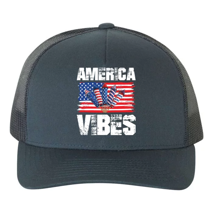 American Flag 4th Of July America Vibes Gift Yupoong Adult 5-Panel Trucker Hat