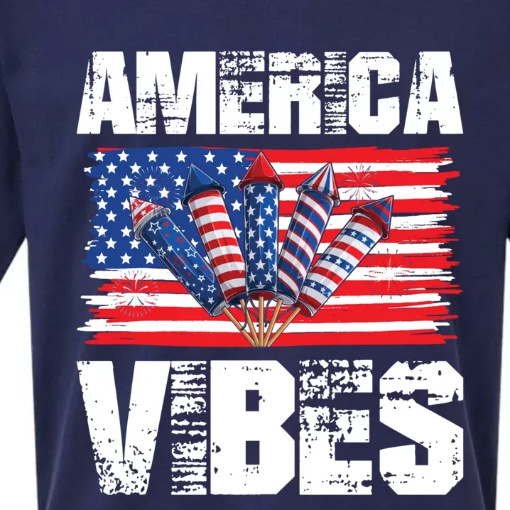 American Flag 4th Of July America Vibes Gift Sueded Cloud Jersey T-Shirt