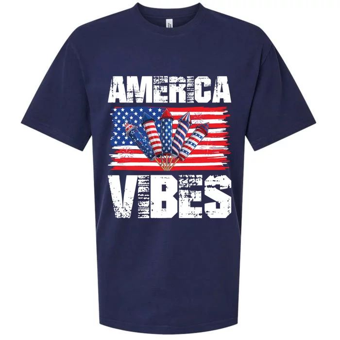 American Flag 4th Of July America Vibes Gift Sueded Cloud Jersey T-Shirt