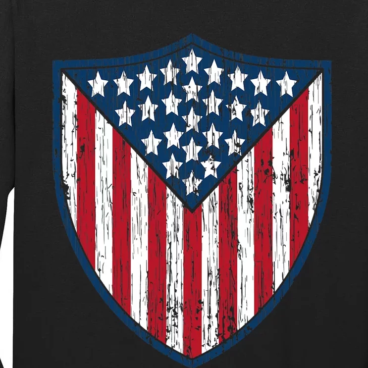 American Flag 4th Of July USA Veteran Military Army Soldier Tall Long Sleeve T-Shirt