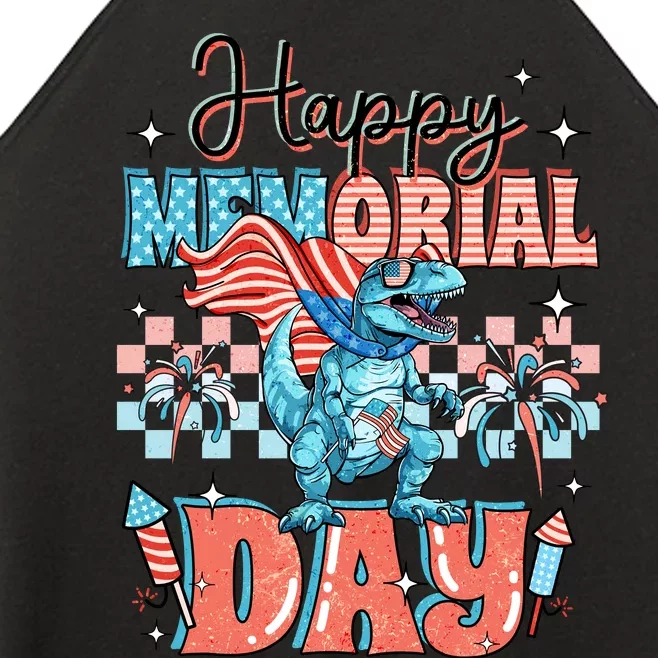 American Flag 4th Of July T Rex Dinosaur Memorial Day Women’s Perfect Tri Rocker Tank