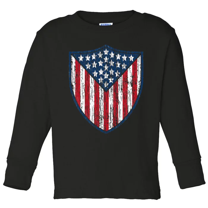 American Flag 4th Of July USA Veteran Military Army Soldier Toddler Long Sleeve Shirt