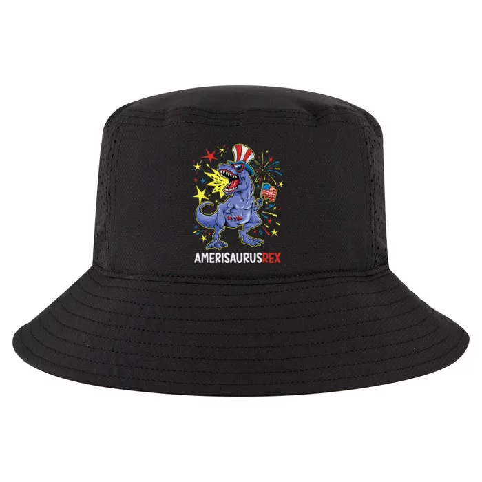 American Flag 4th of July T Rex Dinosaur Amerisaurus Rex Cool Comfort Performance Bucket Hat