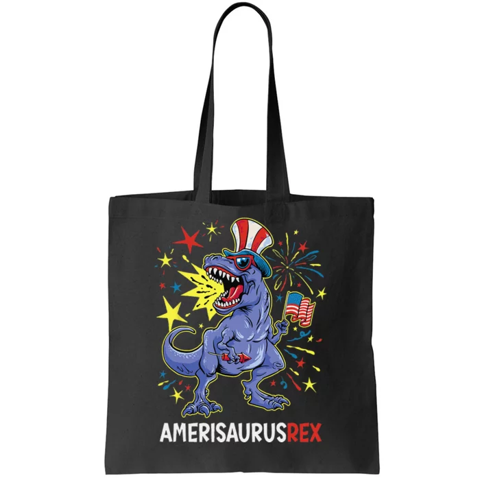 American Flag 4th of July T Rex Dinosaur Amerisaurus Rex Tote Bag