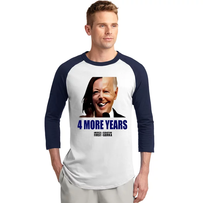 America First 4 More Years Biden Harris Hald Half Face Baseball Sleeve Shirt