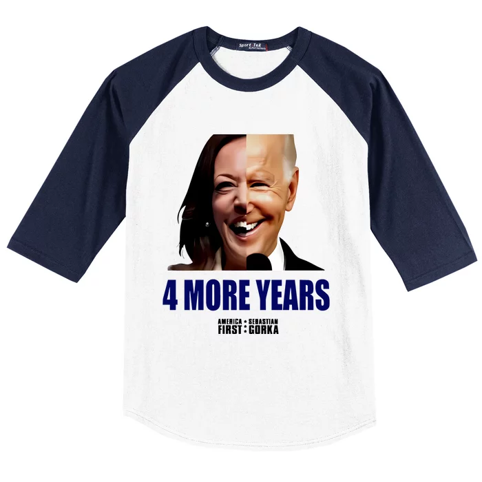 America First 4 More Years Biden Harris Hald Half Face Baseball Sleeve Shirt