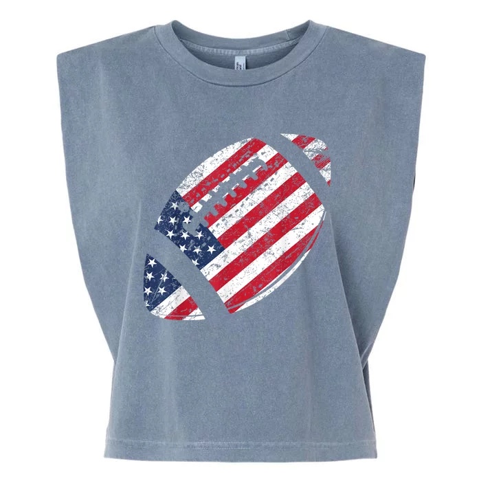 American Football 4th July American Flag Patriotic Gift Garment-Dyed Women's Muscle Tee