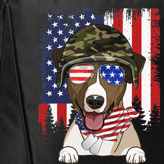 American Flag 4th of July Jack Russell Terrier Veteran Dog City Backpack