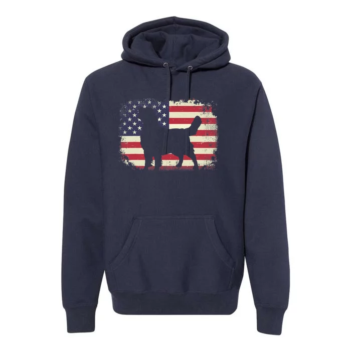 American Flag 4th Of July Golden Retriever Dad Mom Dog Lover Premium Hoodie