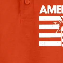 America Firework 4th Of July Flag Dry Zone Grid Performance Polo