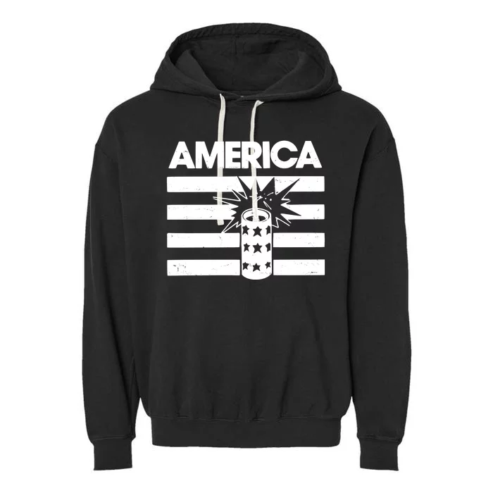 America Firework 4th Of July Flag Garment-Dyed Fleece Hoodie