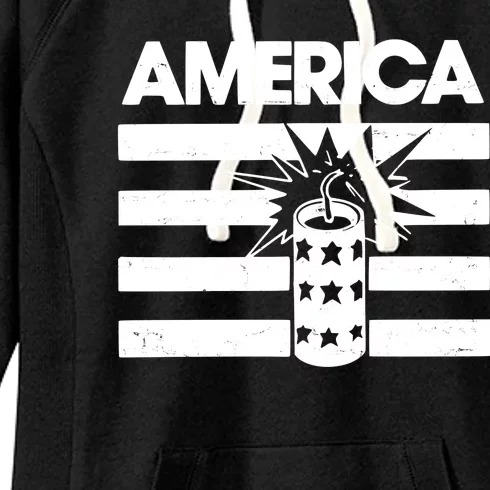 America Firework 4th Of July Flag Women's Fleece Hoodie