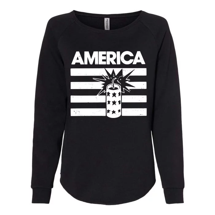 America Firework 4th Of July Flag Womens California Wash Sweatshirt