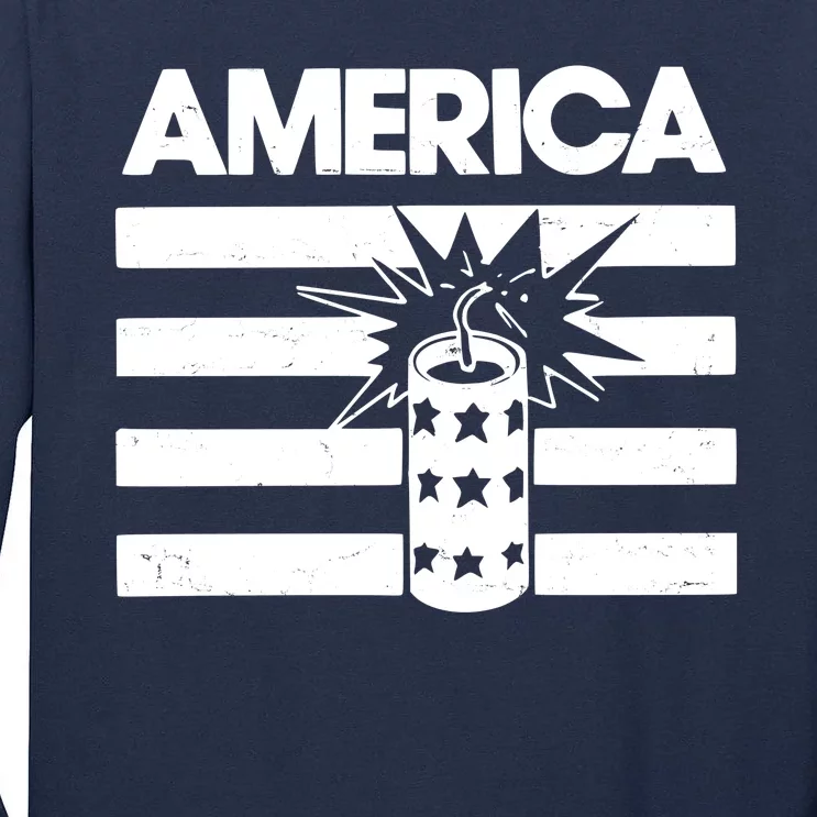 America Firework 4th Of July Flag Tall Long Sleeve T-Shirt