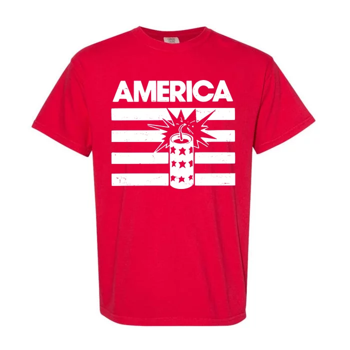 America Firework 4th Of July Flag Garment-Dyed Heavyweight T-Shirt