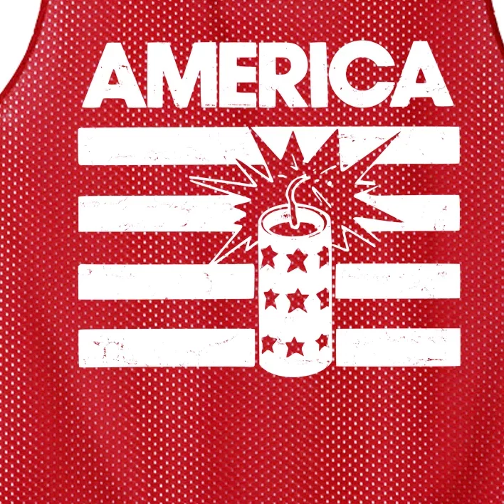 America Firework 4th Of July Flag Mesh Reversible Basketball Jersey Tank