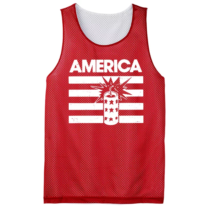 America Firework 4th Of July Flag Mesh Reversible Basketball Jersey Tank